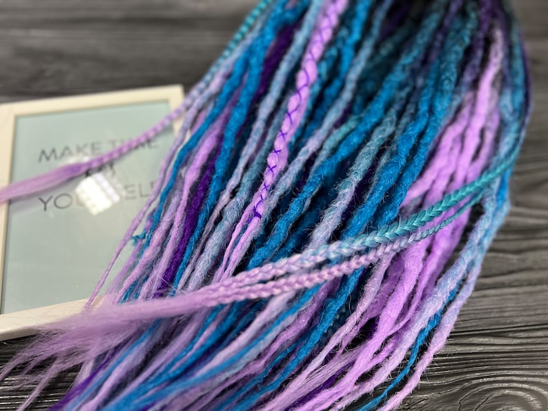 Synthetic dreads, Hair extensions, Double ended dread, Ombre de dread, Synthetic dread set, Crochet deadlock extensions, Purple dreadlocks image 3