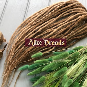 Set of honey blonde natural look synthetic double single ended dreads for full head full set handmade dreadlocks