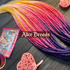Synthetic dreads dreadlock extensions &quot;Circus&quot; purple fuxia pink yellow white ombre double single ended dreadlocks with twists and braids