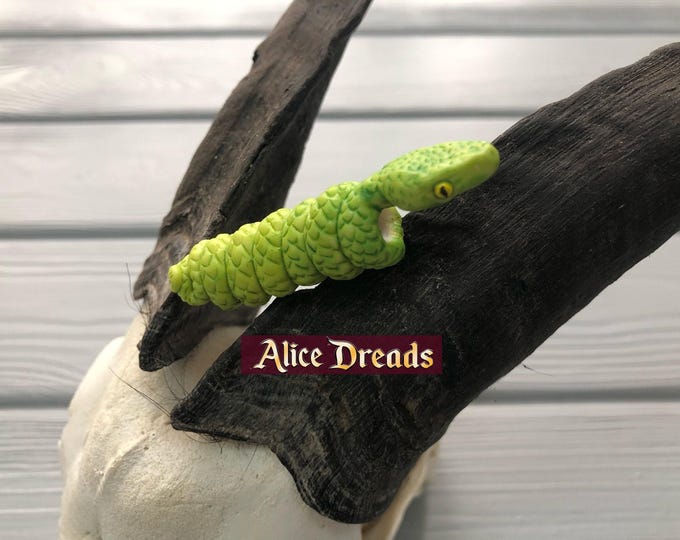 Alice Dreads Green Snake Bead Dreadlock Extensions for Snakes Lovers Gift