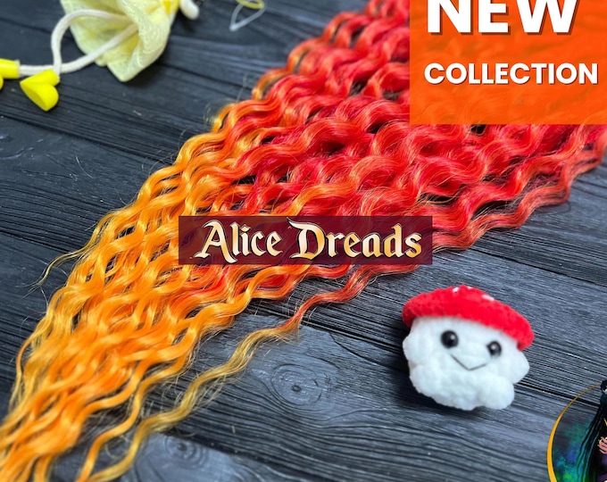Fire Curly Dreads: Red Orange Wavy Synthetic Hair Extensions