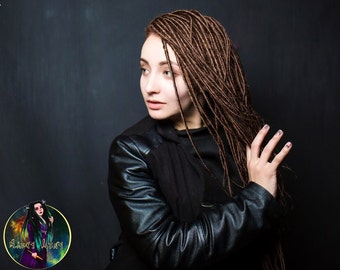 Full head brown dreadlock extensions set of synthetic classic double ended dreads