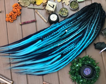 Set Naturfarbene synthetische Dreads DE Dreadlock-Verlängerungen Akzent individuelle Dreadlocks schwarz marine blau hellblau babyblau aqua