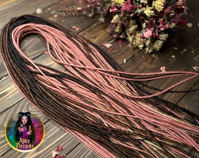 Synthetic Dreads: brown, powdery pink, black, blonde Thin Twisted Dreadlocks