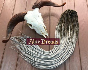 Ombre Synthetic Dreads: Brown to Silver Gray Grey Double Ended Dreadlocks