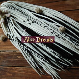 Dreadlock Extensions Full Set of Wool double ended dreads DE dreadlocks black white by AliceDreads