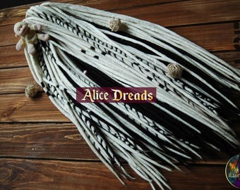 Wool Dreadlock Extensions: Black & White Double Ended Dreads