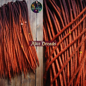 Dreadlock extensions set wol DE-dreads tinten donkerbruin tot oranje double-ended dreadlocks van Alice Dreads