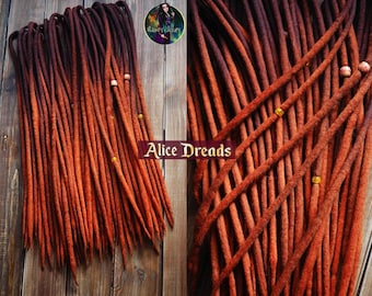 Wool Dreadlock Extensions: Dark Brown to Orange Double Ended Dreads