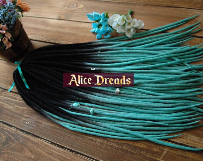 Full set of wool dreads double ended dread DE dreads hair extensions fall Turquoise