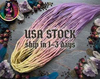 Pastel Ombre Crochet Synthetic Dreads, Blonde Pink Lavender Dreadlock Extensions with Braids (35 DE)