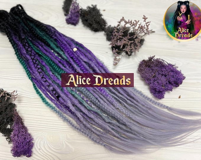 Crochet Synthetic Dreadlock Extensions: Black, Purple, Green, Silver Grey Dreads, natural look locks