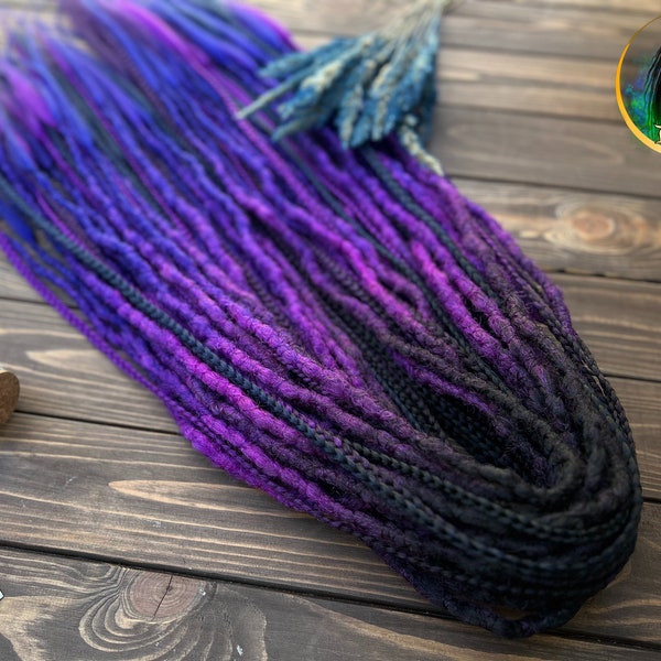 Crochet synthetic dreads with braids in black to purple to blue hair dreadlocks extensions