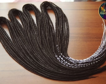 40 double ended synthetic brown dreadlocks natural thin dreadlocks (80 ends) brown, gray, white
