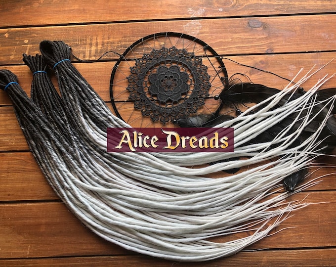 Ombre Synthetic Dreads: Black to White Double/Single Ended Dreadlocks