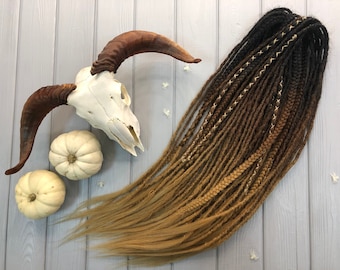 Dreadlock extensions full set of dark brown ombre sahara blonde long natural look synthetic dreads