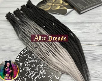 Crochet Synthetic Dreads "Mystic" : Black Silver grey gray platinum Ombre Hair Extensions