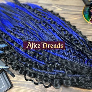 Black curls crochet synthetic dreads wavy locks curly blue braids hair dreadlocks extensions