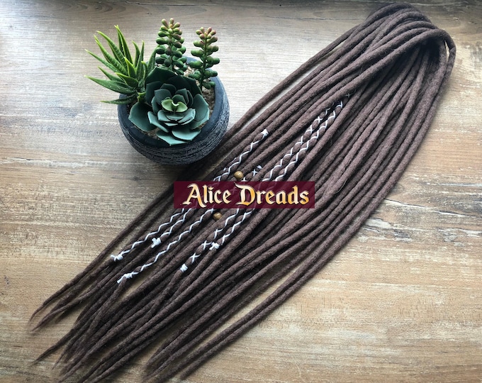 Wool Double Ended Dreads: Cappuccino Brown Hair Extensions