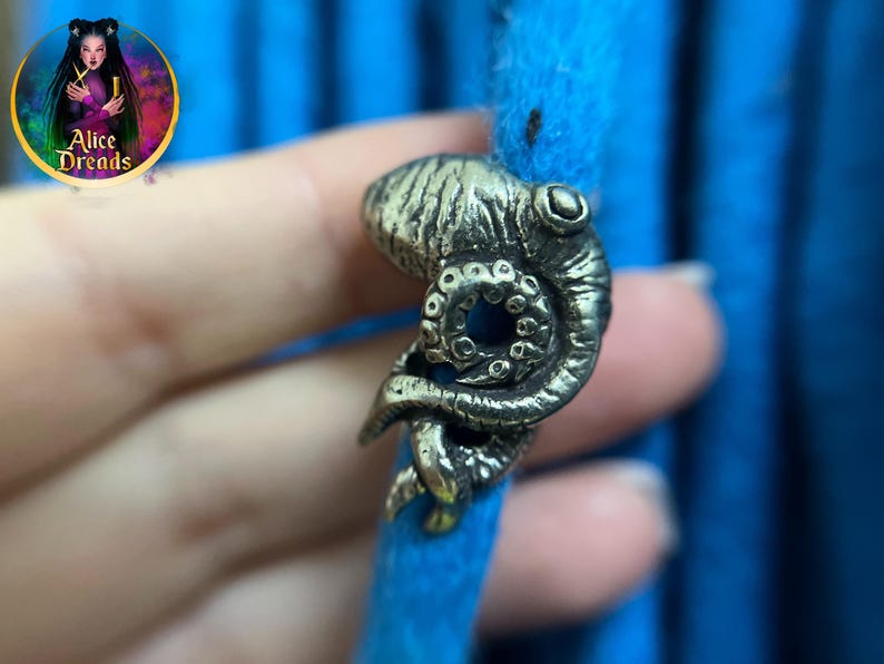 Metal bead for dreads octopus Dreadlock beads Braided Lanyard Pendant Octopus tentacles Accessories image 7