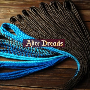 Blue synthetic dreads full head set of Dreadlock extensions brown cyan dreadlocks