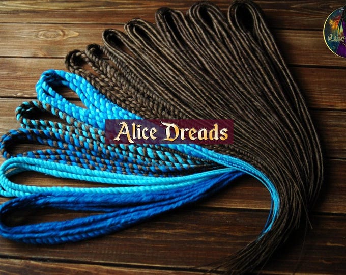 Blue synthetic dreads full head set of Dreadlock extensions brown cyan dreadlocks