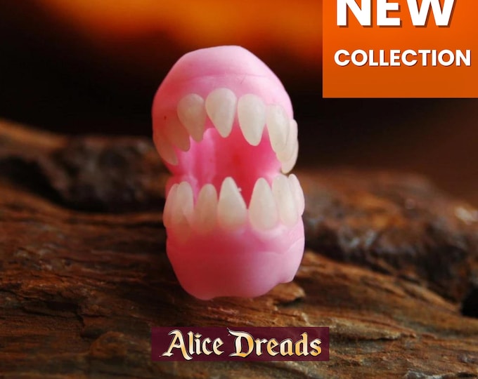 Glow in Dark Jaws Teeth Dreadlock Bead - Halloween Hair Jewelry