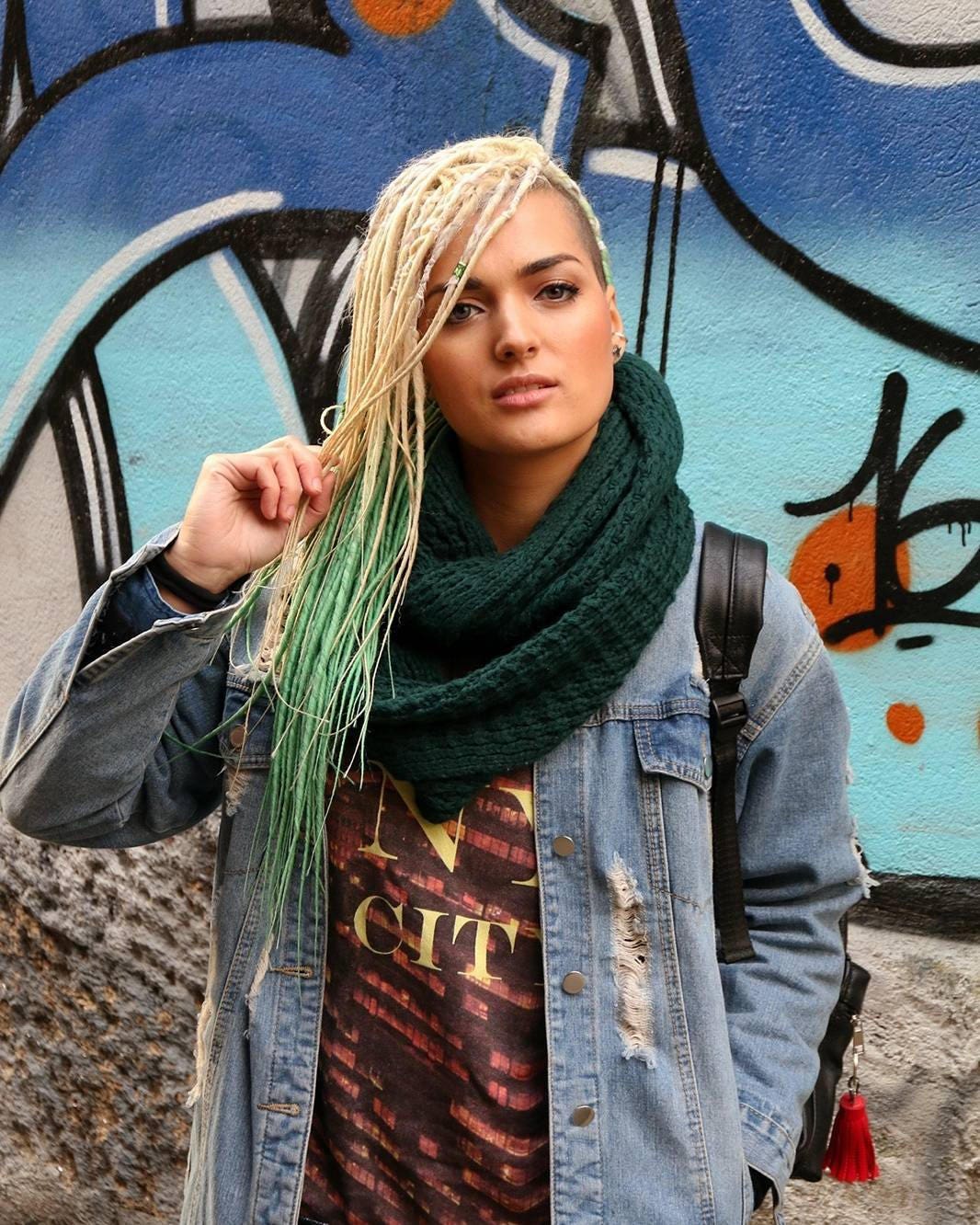 Dreadlock Extensions Set of Ombre DE Dreads for Blonde Green Hair