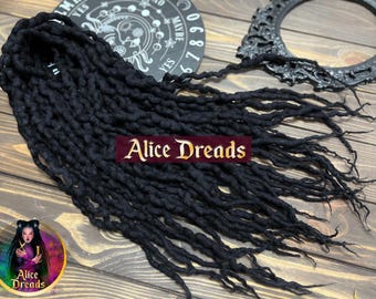 Black Curly Wool Dreads: Double Ended Wavy Locks