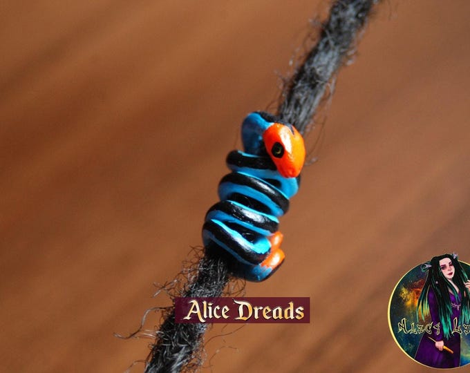 Snake Dreadlock Bead: Polymer Clay Hair Accessory