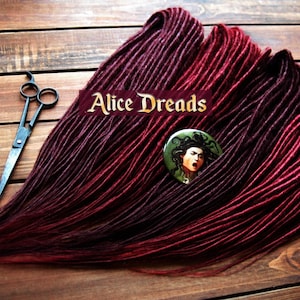 Custom Full Set of Synthetic Double-Ended Dreads, Burgundy and Red Natural-Looking Dreadlocks