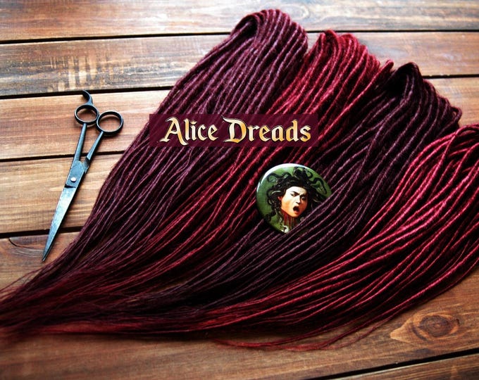 Custom Full Set of Synthetic Double-Ended Dreads, Burgundy and Red Natural-Looking Dreadlocks