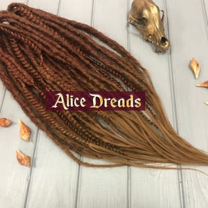 Set of natural look synthetic double ended dreads and braids accent custom dreadlocks auburn ginger copper sahara hair ombre autumn