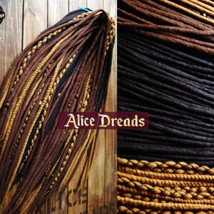 Dreadlock extensions Set of wool double ended dreads DE dreadlocks Black Brown