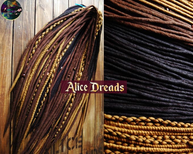 Dreadlock extensions Set of wool double ended dreads DE dreadlocks Black Brown