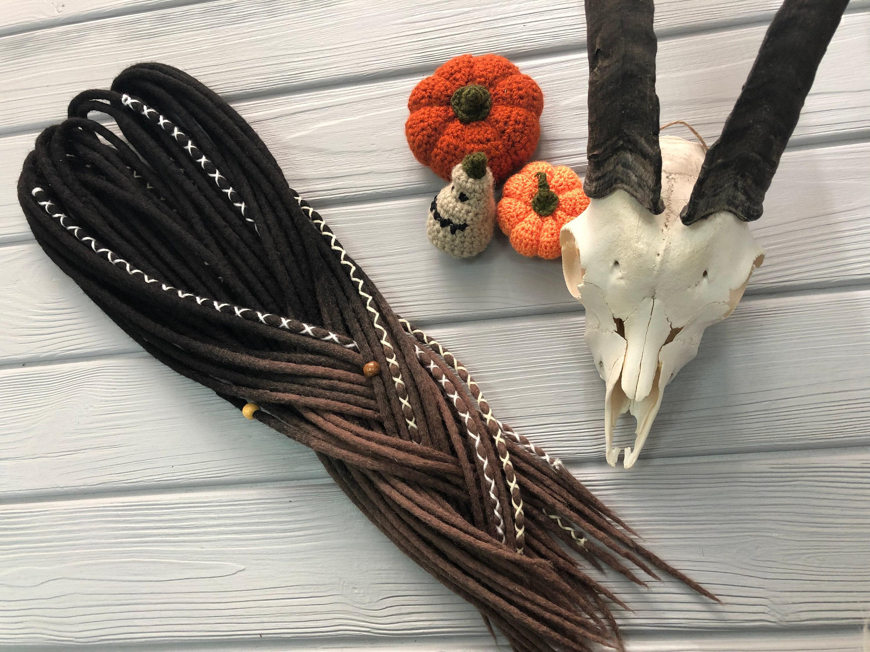 Wool Double Ended Dreads: Black to Coffee Brown Ombre 