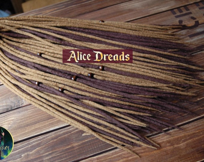 Wool Dreadlock Extensions: Brown Felt Hair Dreads - Full Head Set
