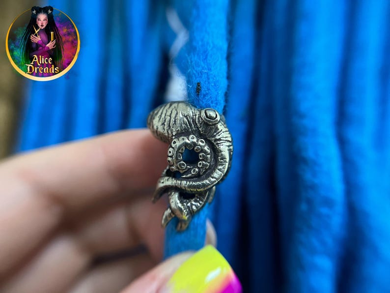 Metal bead for dreads octopus Dreadlock beads Braided Lanyard Pendant Octopus tentacles Accessories image 8