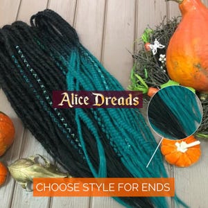 Conjunto de dreads sintéticos de crochê com pontas duplas, dreadlocks personalizados, preto, verde, trança de cauda de sereia enrolada