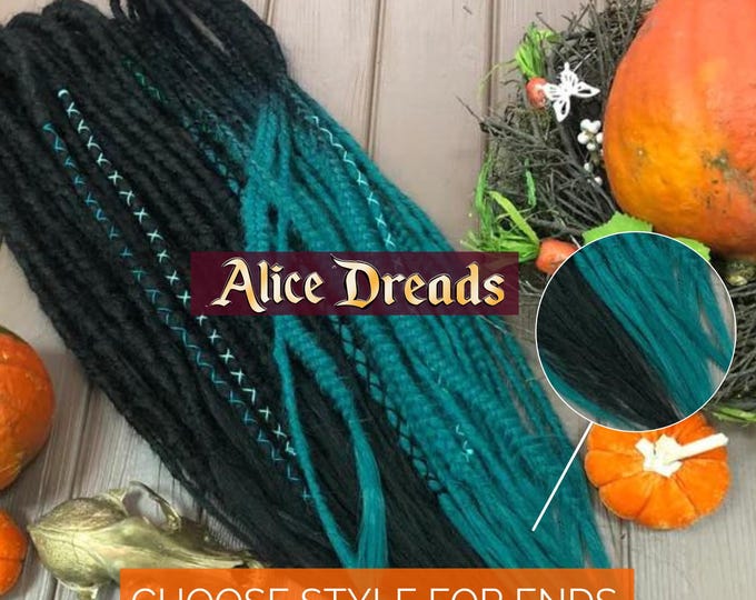 Crochet Synthetic Dreads: Black & Green Mermaid Tail Braids, Dreadlocks