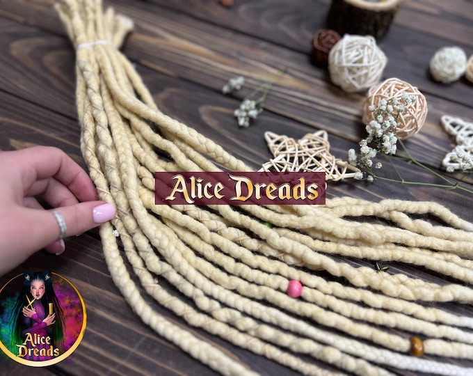 Blonde Ombre Curly Wool Dreads: Viking Locks with braids double single ended dreadlocks