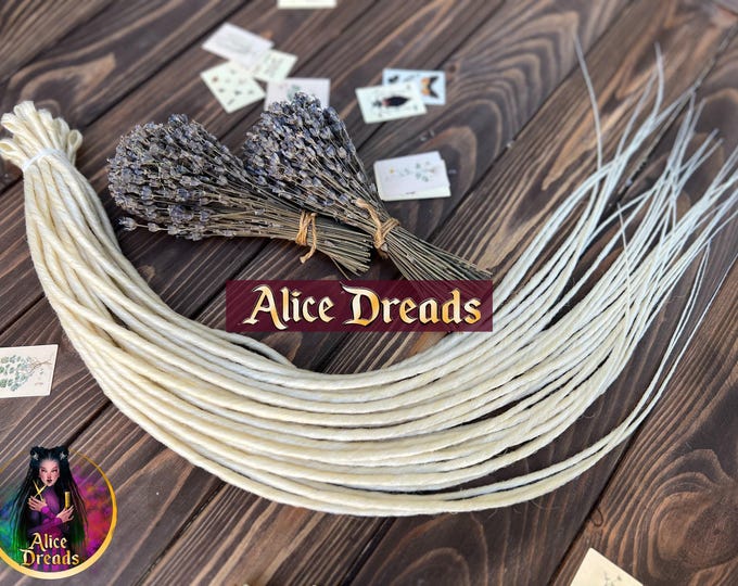 Set of thin synthetic dreads in light blonde platinum blond hair extensions