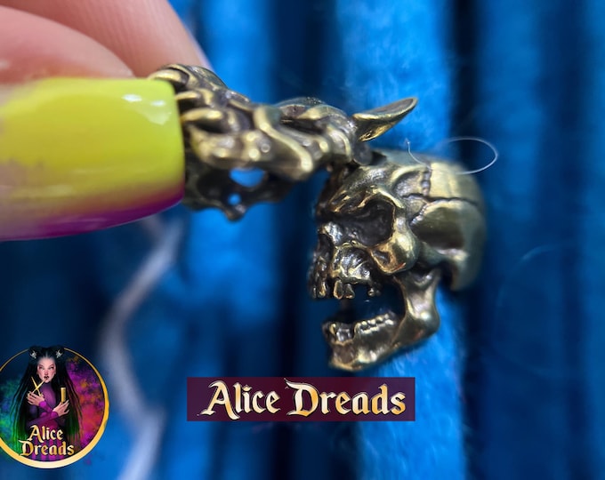 Bronze Skull Dreadlock Bead: Wolf Mask Paracord Lanyard Accessory