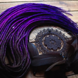 Set of synthetic double ended dreads DE dreadlocks thin black purple dark blue ombre