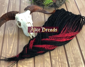 Black & Red Ombre Synthetic Crochet Dreadlocks - Double/Single Ended Dreads