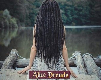 Full set of black long crochet synthetic double ended DE dreads natural dreadlocks full head hair extensions