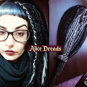 Carnival Dreadlock extensions full set synthetic dreads Silver And Cold Dreadlocks Gray, Black, White, Blond 18 DE Dreads, 36 ends