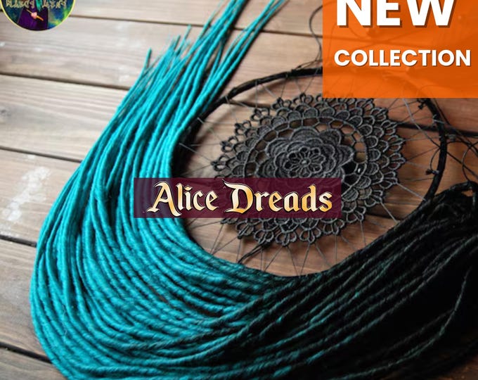 Black to Turquoise Ombre Synthetic Dreads: Thin Twisted DE/SE Dreadlocks
