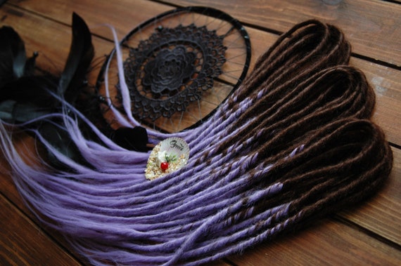 Thin Synthetic Dreads Dark Brown Lavender Light Purple Hair Etsy