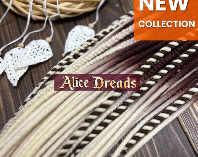 Ombre Wool Dreads: Dark Brown to Blonde, Viking Braids Boho Locks with twists, braids